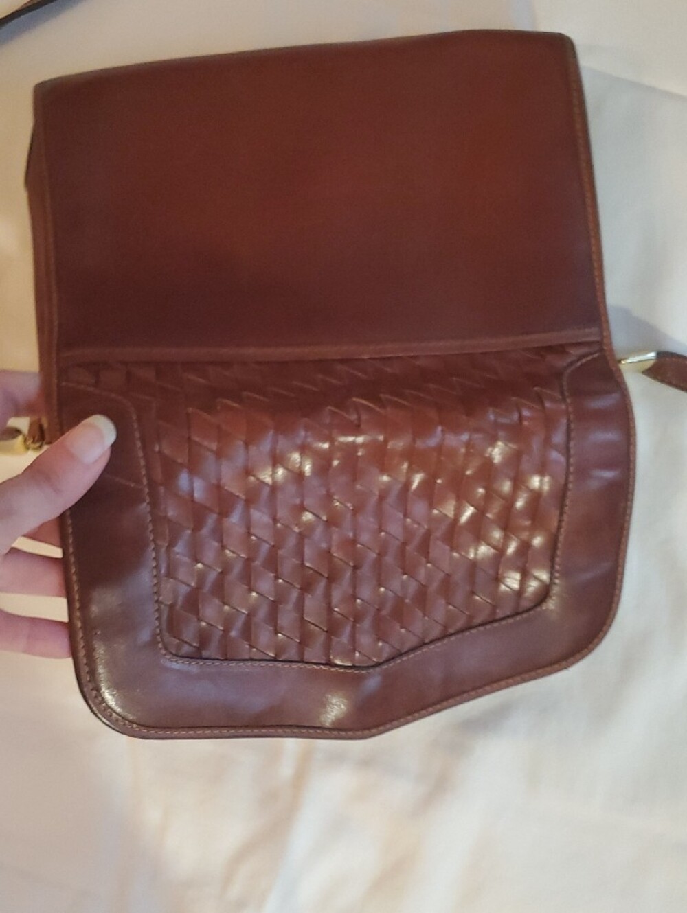Vintage Lambardo Brown Crossbody Leather Bag - Women's Shoulder Purse - Picture 11 of 15